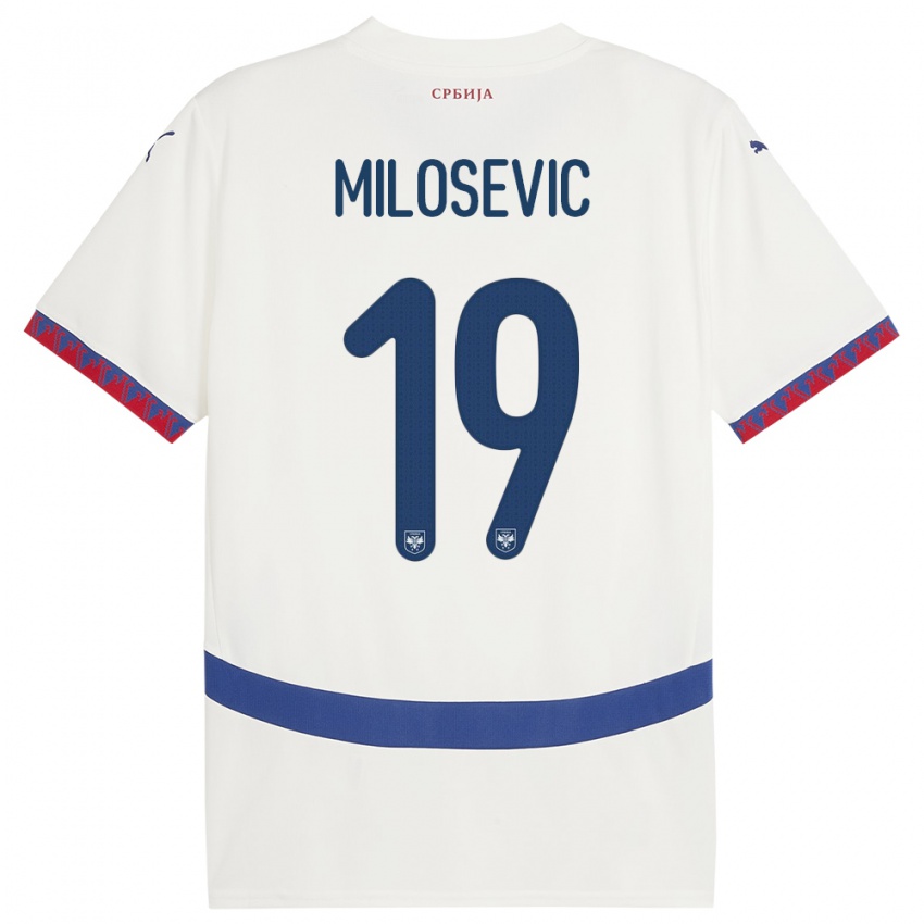 Damen Serbien Jovan Milosevic #19 Weiß Auswärtstrikot Trikot 24-26 T-Shirt