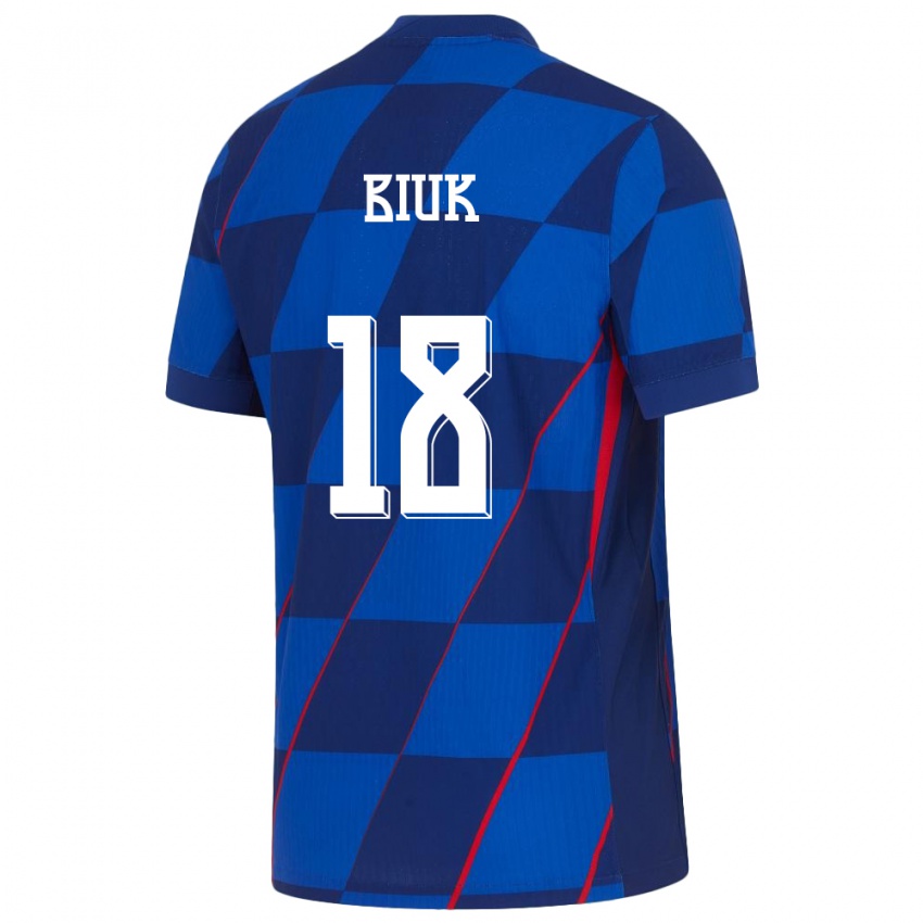 Damen Kroatien Stipe Biuk #18 Blau Auswärtstrikot Trikot 24-26 T-Shirt