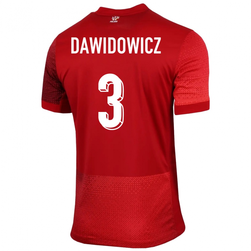 Damen Polen Pawel Dawidowicz #3 Rot Auswärtstrikot Trikot 24-26 T-Shirt