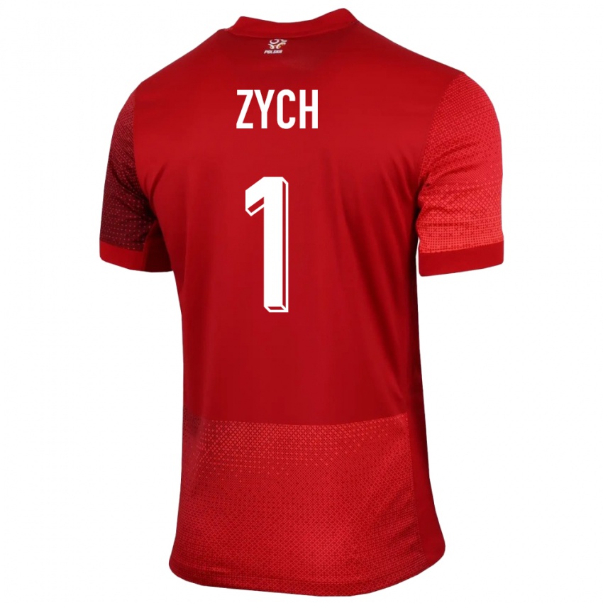 Damen Polen Oliwier Zych #1 Rot Auswärtstrikot Trikot 24-26 T-Shirt