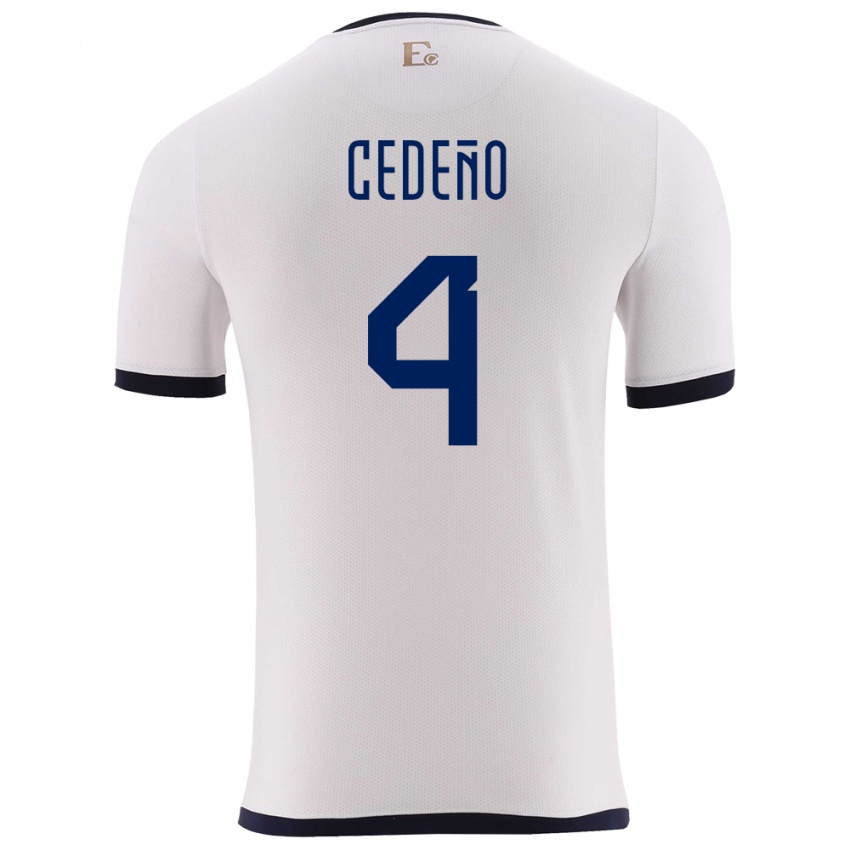 Damen Ecuador Stefany Cedeno #4 Weiß Auswärtstrikot Trikot 24-26 T-Shirt
