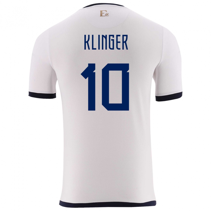 Damen Ecuador Jose Klinger #10 Weiß Auswärtstrikot Trikot 24-26 T-Shirt
