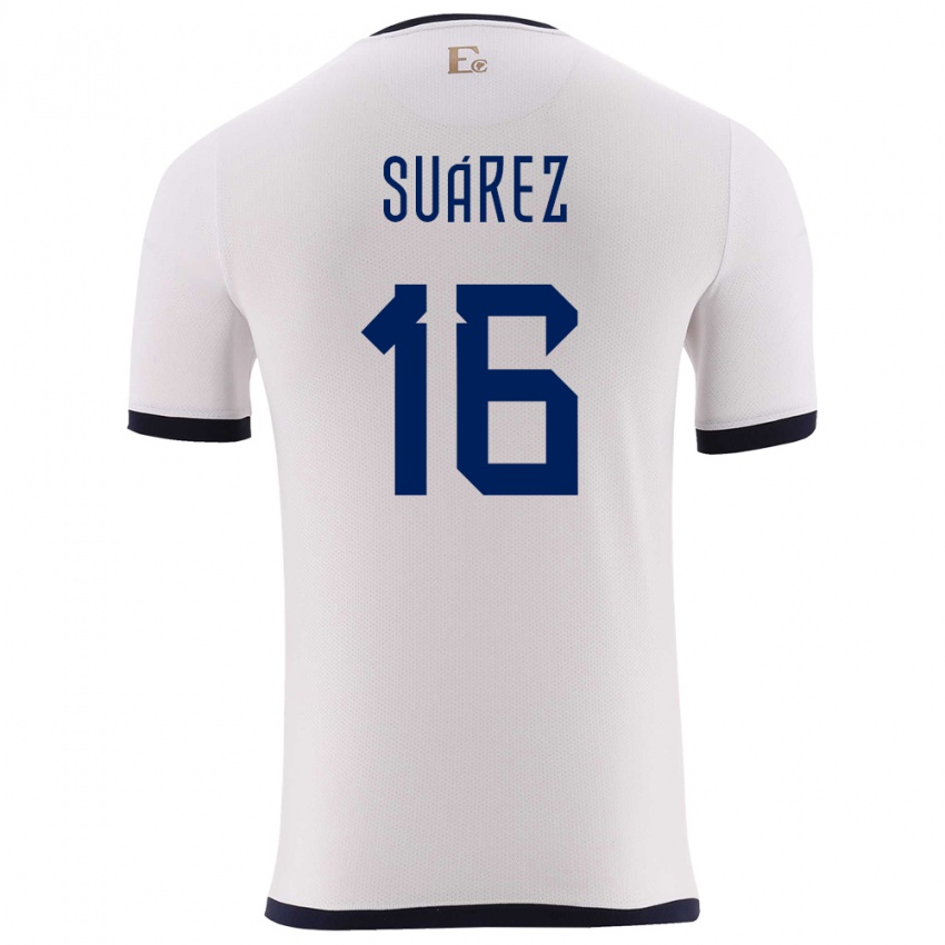 Damen Ecuador Ariel Suarez #16 Weiß Auswärtstrikot Trikot 24-26 T-Shirt