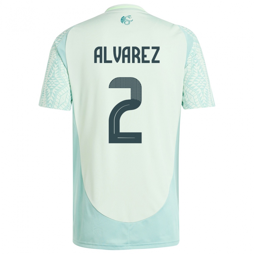 Damen Mexiko Kevin Alvarez #2 Leinengrün Auswärtstrikot Trikot 24-26 T-Shirt