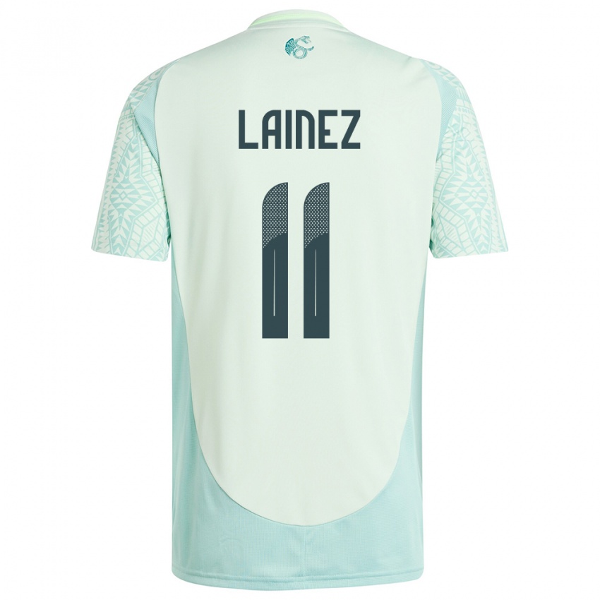 Damen Mexiko Diego Lainez #11 Leinengrün Auswärtstrikot Trikot 24-26 T-Shirt