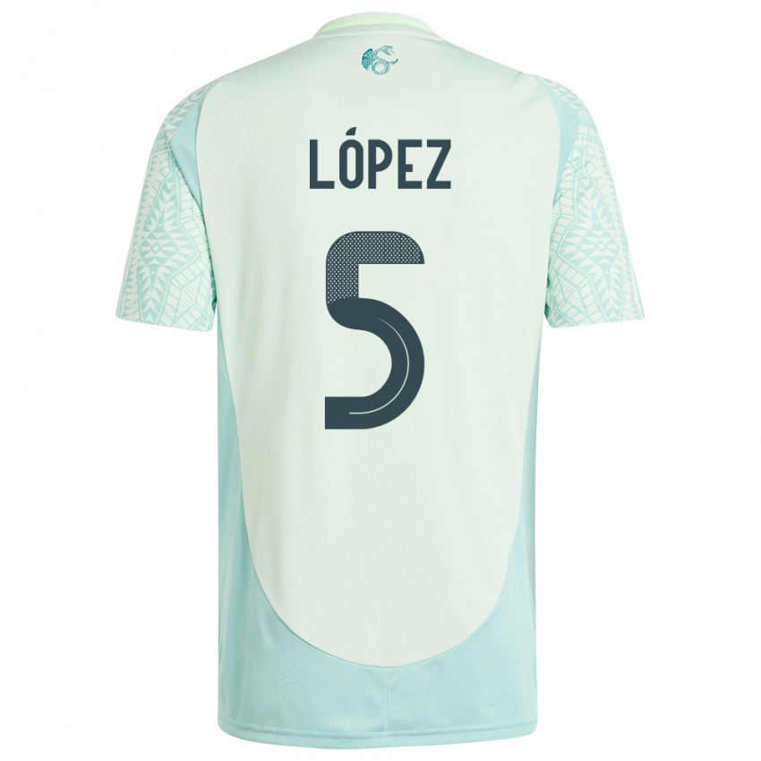 Damen Mexiko Jimena Lopez #5 Leinengrün Auswärtstrikot Trikot 24-26 T-Shirt