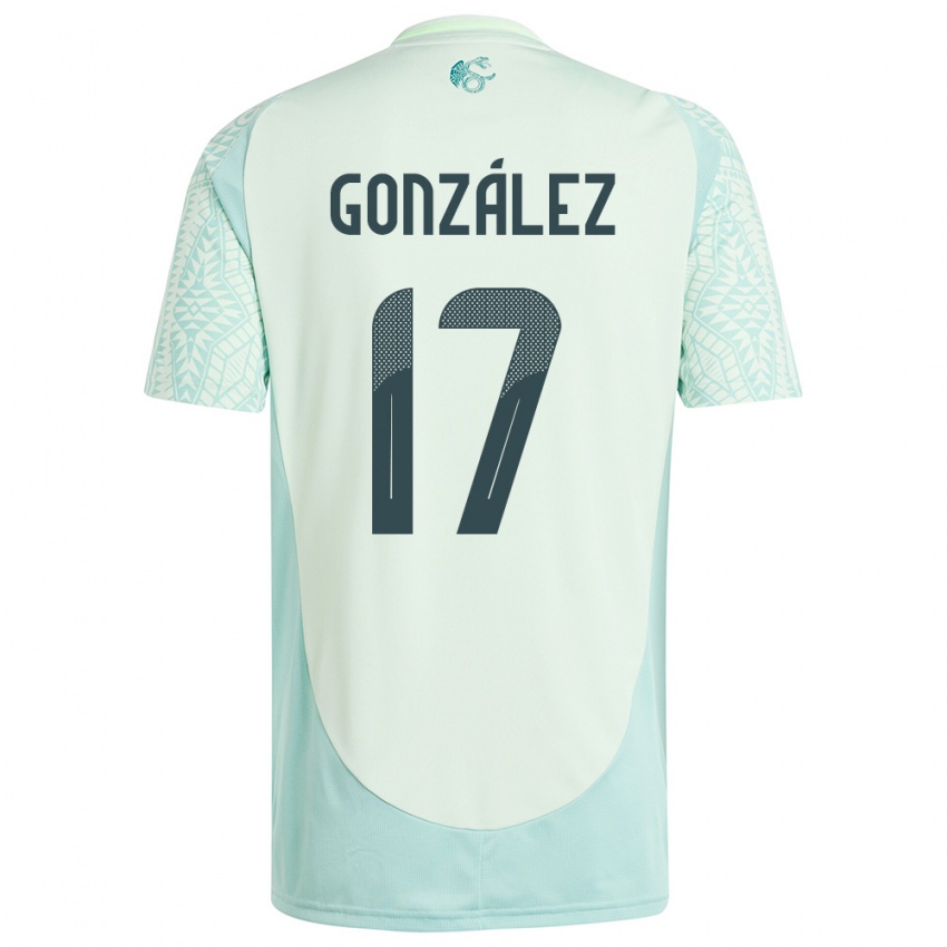 Damen Mexiko Alison Gonzalez #17 Leinengrün Auswärtstrikot Trikot 24-26 T-Shirt