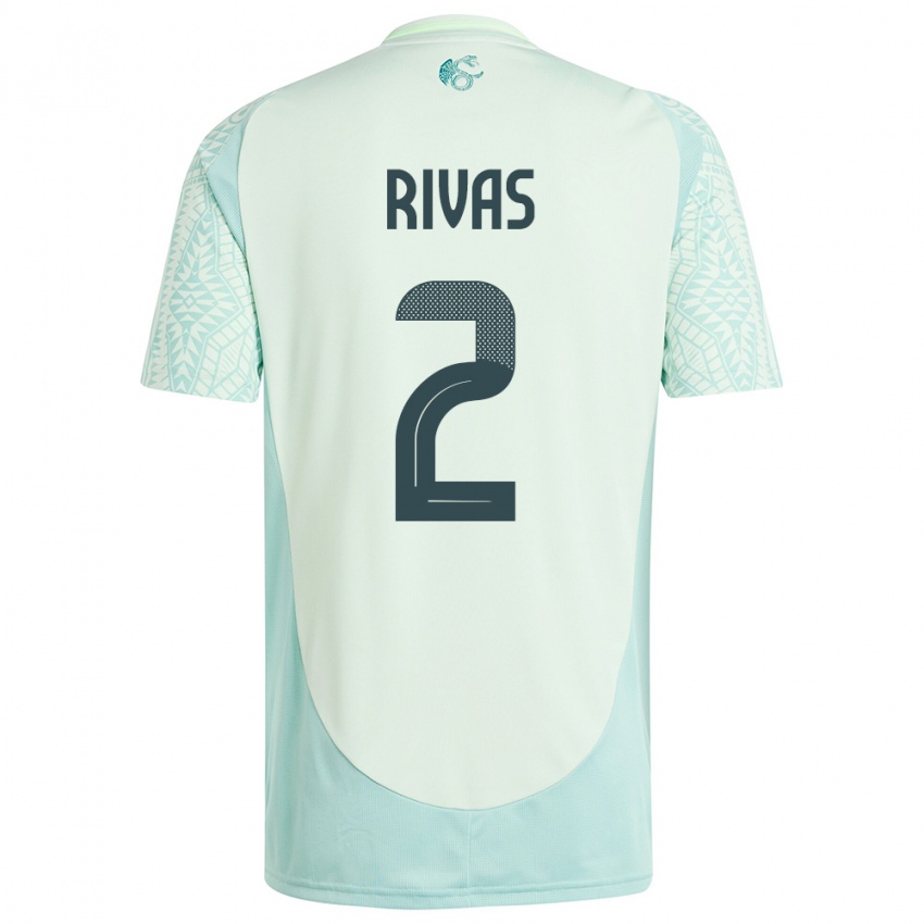 Damen Mexiko Jesus Rivas #2 Leinengrün Auswärtstrikot Trikot 24-26 T-Shirt