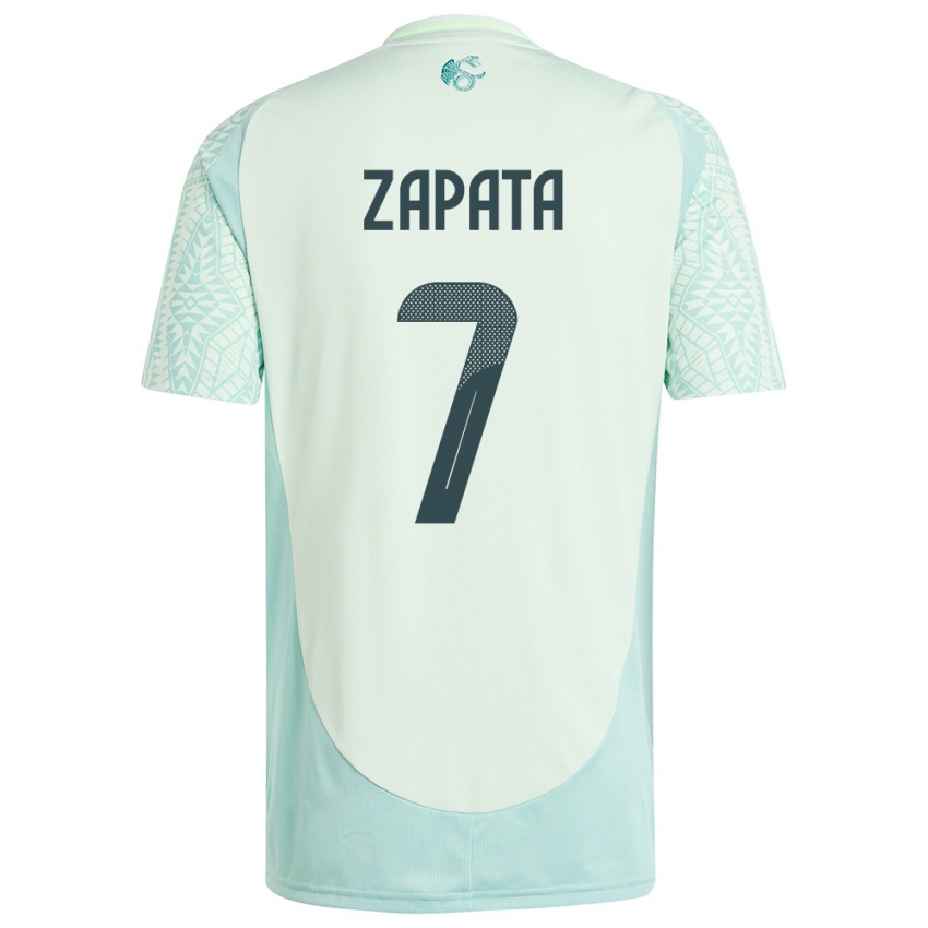 Damen Mexiko Angel Zapata #7 Leinengrün Auswärtstrikot Trikot 24-26 T-Shirt