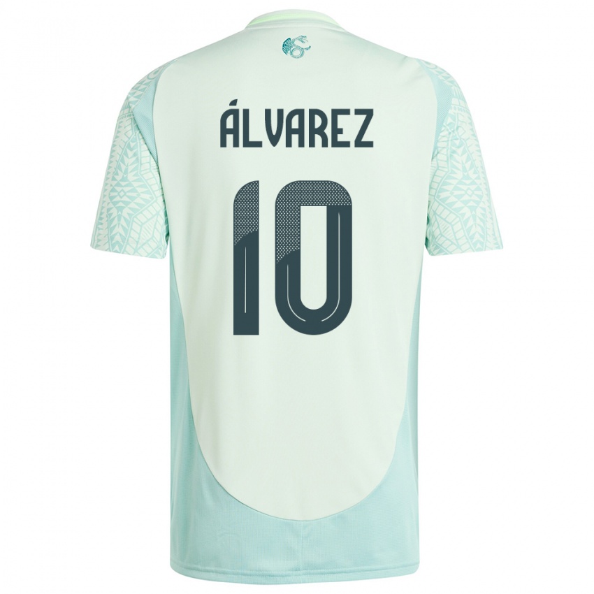 Damen Mexiko Efrain Alvarez #10 Leinengrün Auswärtstrikot Trikot 24-26 T-Shirt
