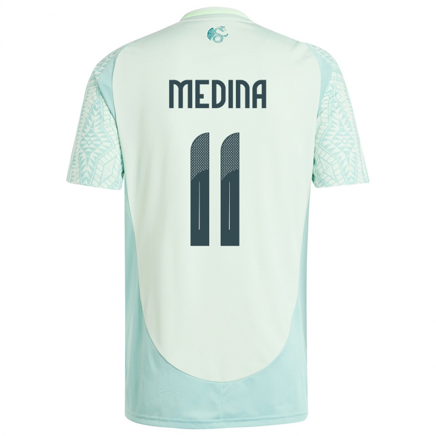 Damen Mexiko Diego Medina #11 Leinengrün Auswärtstrikot Trikot 24-26 T-Shirt