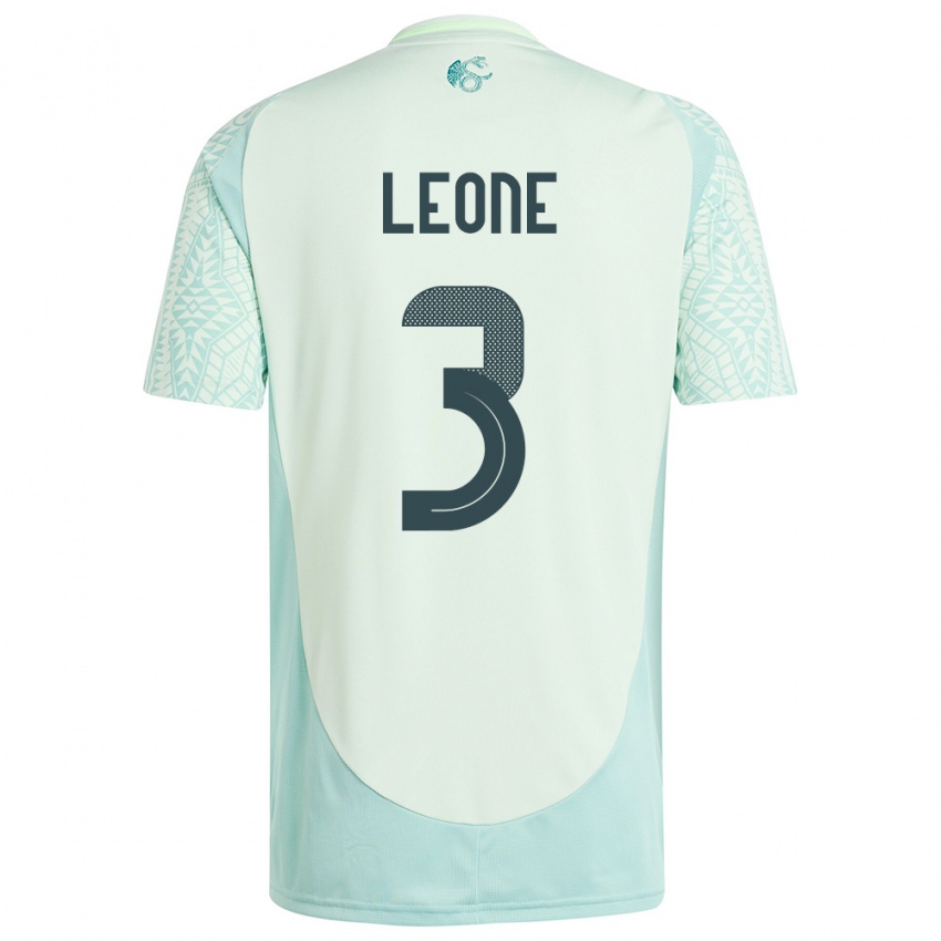 Damen Mexiko Antonio Leone #3 Leinengrün Auswärtstrikot Trikot 24-26 T-Shirt