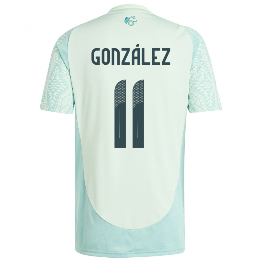 Damen Mexiko Bryan Gonzalez #11 Leinengrün Auswärtstrikot Trikot 24-26 T-Shirt