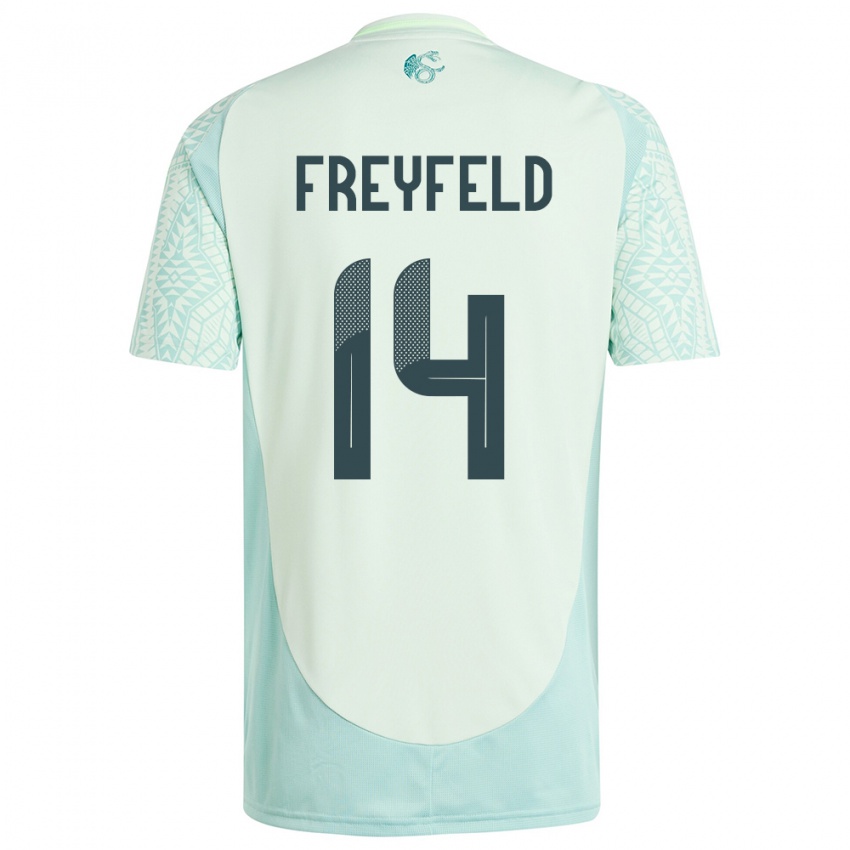 Damen Mexiko Emiliano Freyfeld #14 Leinengrün Auswärtstrikot Trikot 24-26 T-Shirt