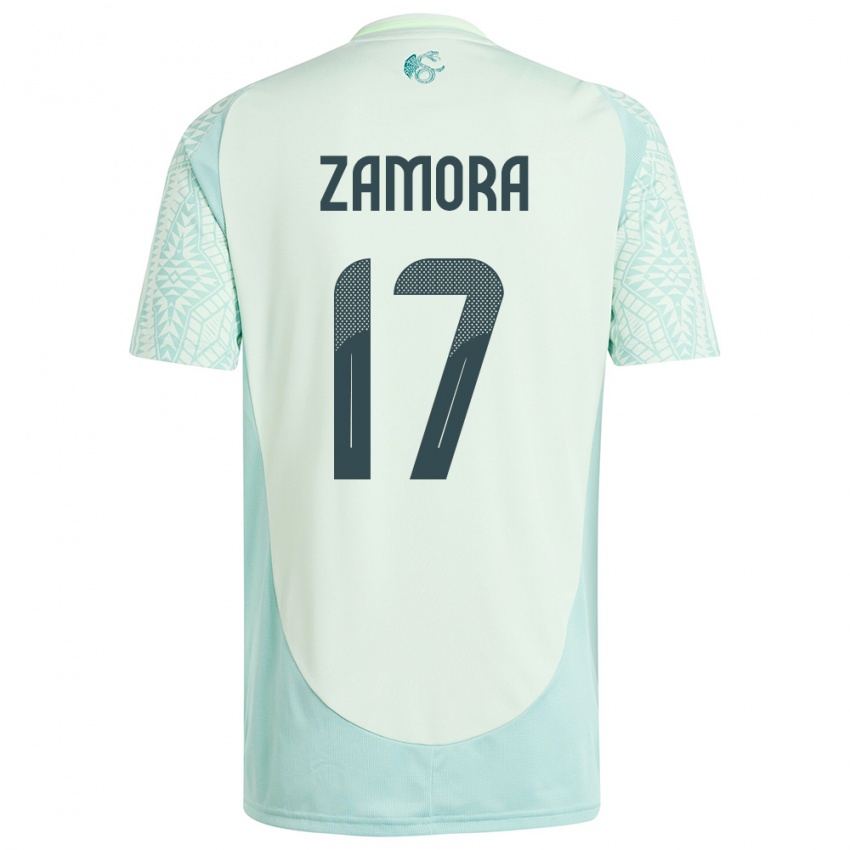 Damen Mexiko Saul Zamora #17 Leinengrün Auswärtstrikot Trikot 24-26 T-Shirt