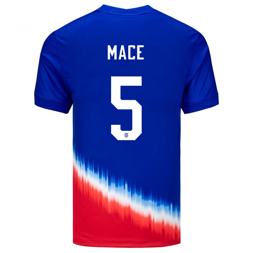 Damen Vereinigte Staaten Hailie Mace #5 Blau Auswärtstrikot Trikot 24-26 T-Shirt