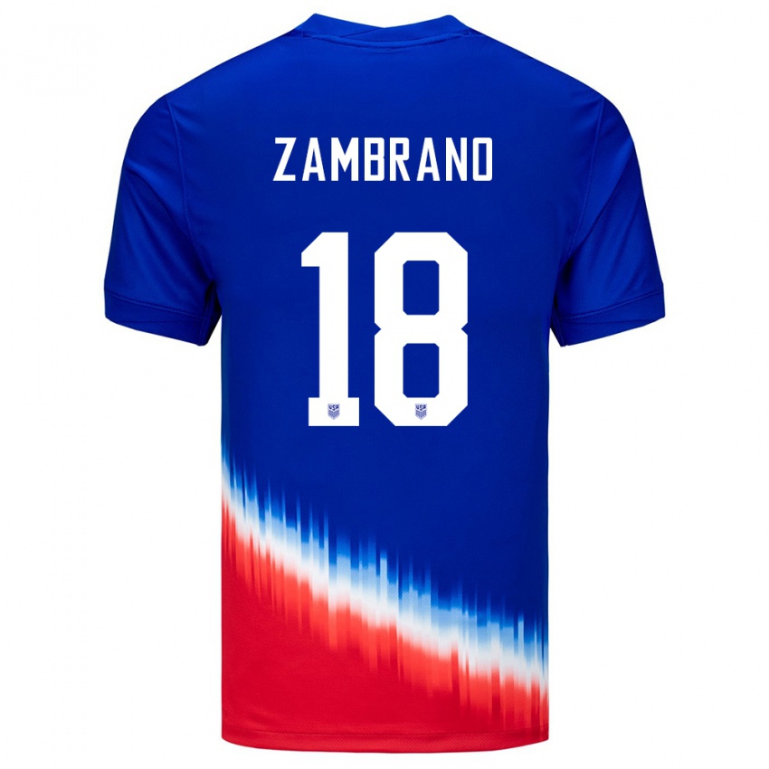 Damen Vereinigte Staaten Marcos Zambrano #18 Blau Auswärtstrikot Trikot 24-26 T-Shirt