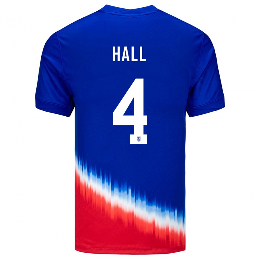 Damen Vereinigte Staaten Tyler Hall #4 Blau Auswärtstrikot Trikot 24-26 T-Shirt