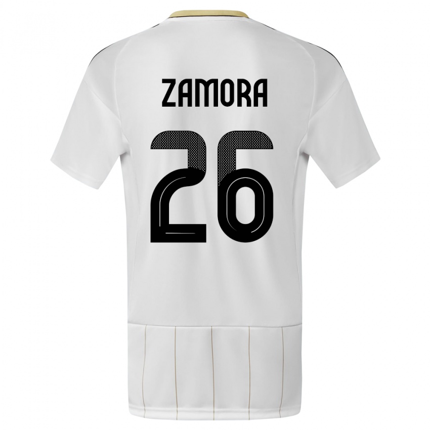 Damen Costa Rica Alvaro Zamora #26 Weiß Auswärtstrikot Trikot 24-26 T-Shirt