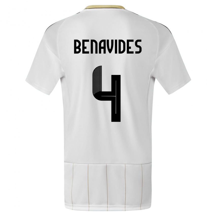 Damen Costa Rica Mariana Benavides #4 Weiß Auswärtstrikot Trikot 24-26 T-Shirt