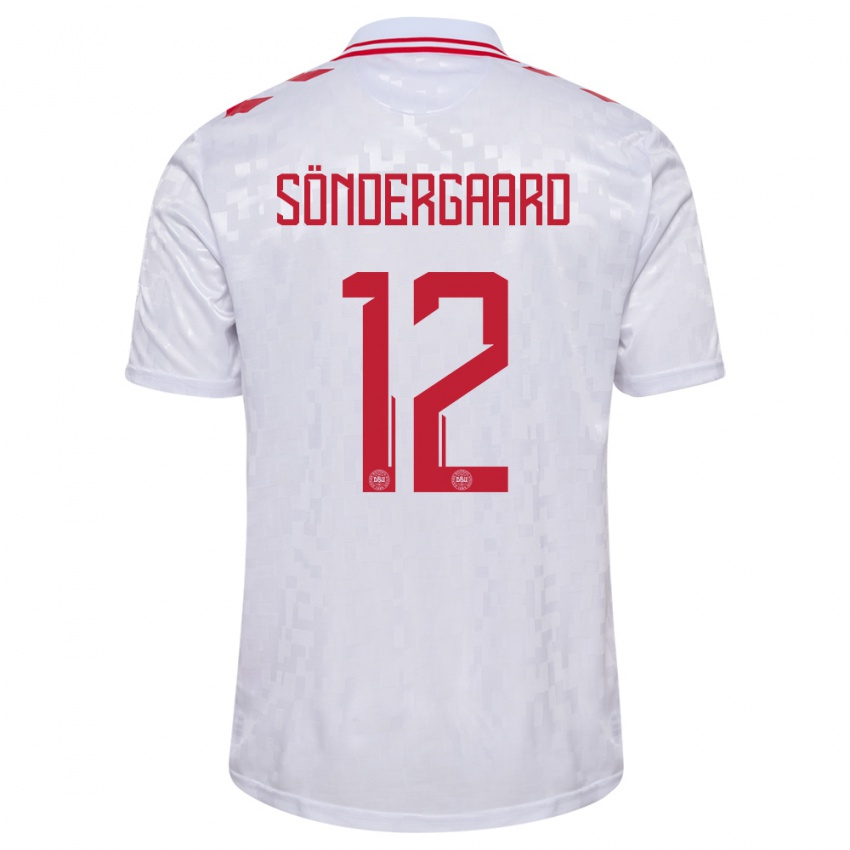Damen Dänemark Philip Söndergaard #12 Weiß Auswärtstrikot Trikot 24-26 T-Shirt