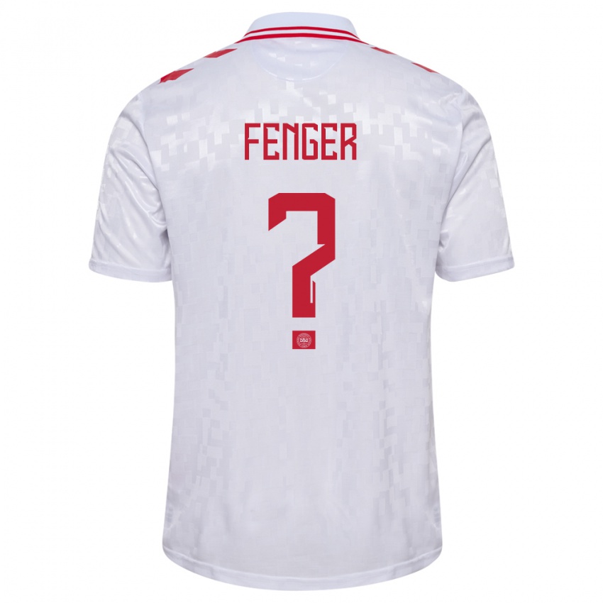 Damen Dänemark Oskar Fenger #0 Weiß Auswärtstrikot Trikot 24-26 T-Shirt