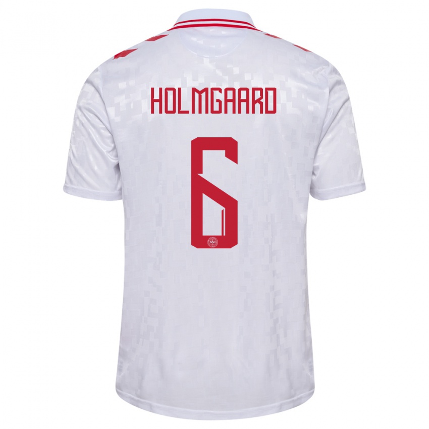 Damen Dänemark Karen Holmgaard #6 Weiß Auswärtstrikot Trikot 24-26 T-Shirt