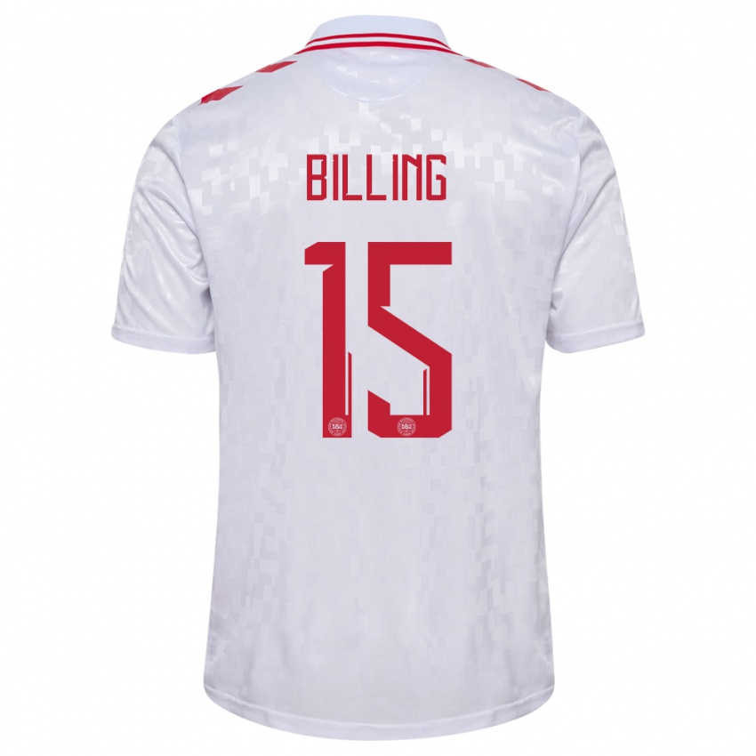 Damen Dänemark Philip Billing #15 Weiß Auswärtstrikot Trikot 24-26 T-Shirt