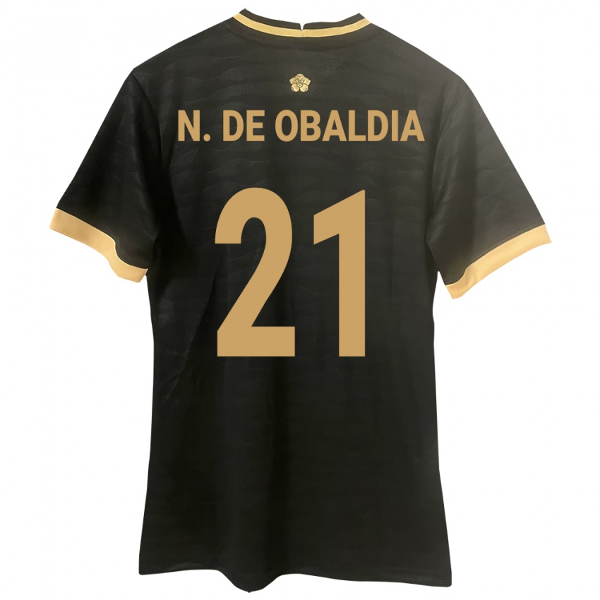 Damen Panama Nicole De Obaldía #21 Schwarz Auswärtstrikot Trikot 24-26 T-Shirt