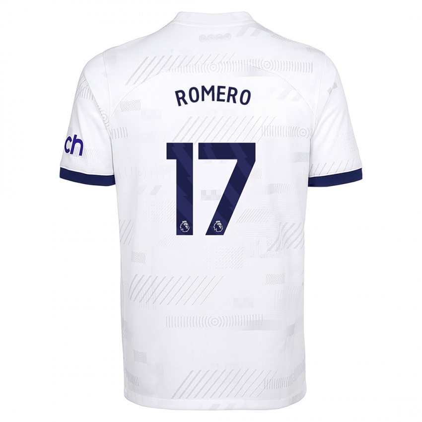 Kinder Cristian Romero #17 Weiß Heimtrikot Trikot 2023/24 T-Shirt
