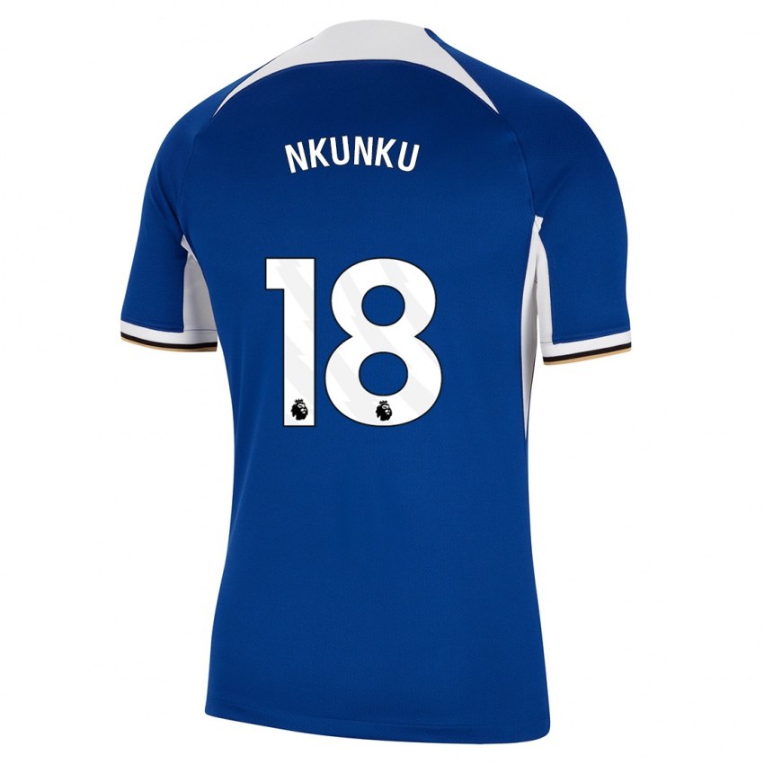 Kinder Christopher Nkunku #18 Blau Heimtrikot Trikot 2023/24 T-Shirt