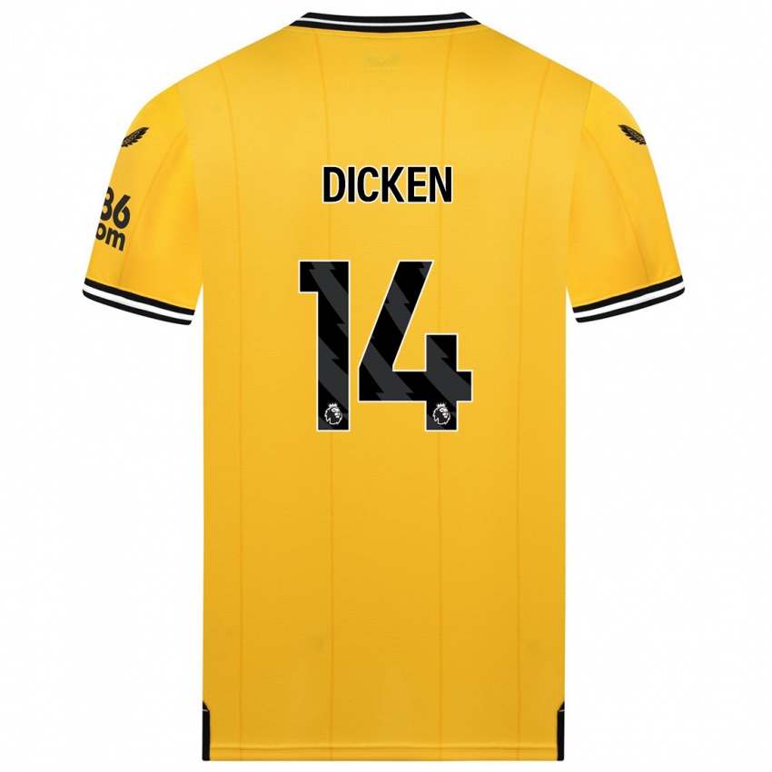 Kinder Amy Dicken #14 Gelb Heimtrikot Trikot 2023/24 T-Shirt