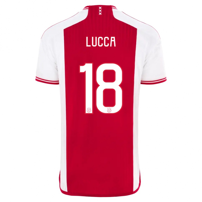 Kinder Lorenzo Lucca #18 Rot-Weiss Heimtrikot Trikot 2023/24 T-Shirt
