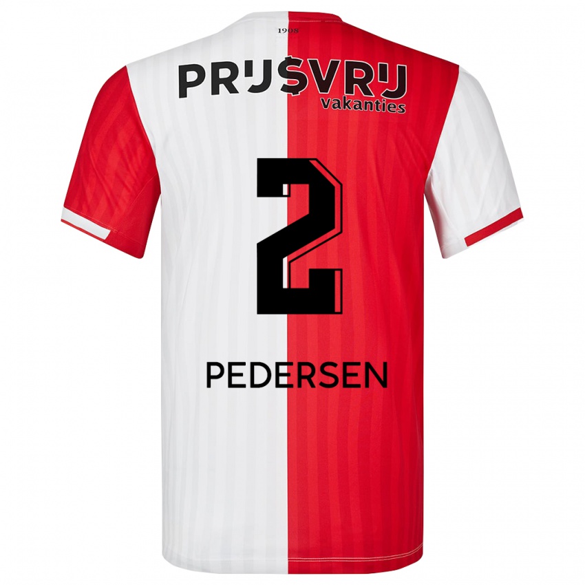 Kinder Marcus Pedersen #2 Rot-Weiss Heimtrikot Trikot 2023/24 T-Shirt