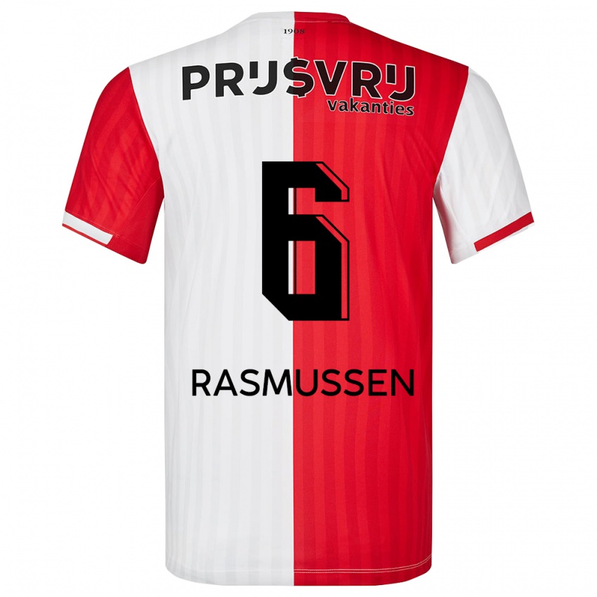 Kinder Jacob Rasmussen #6 Rot-Weiss Heimtrikot Trikot 2023/24 T-Shirt