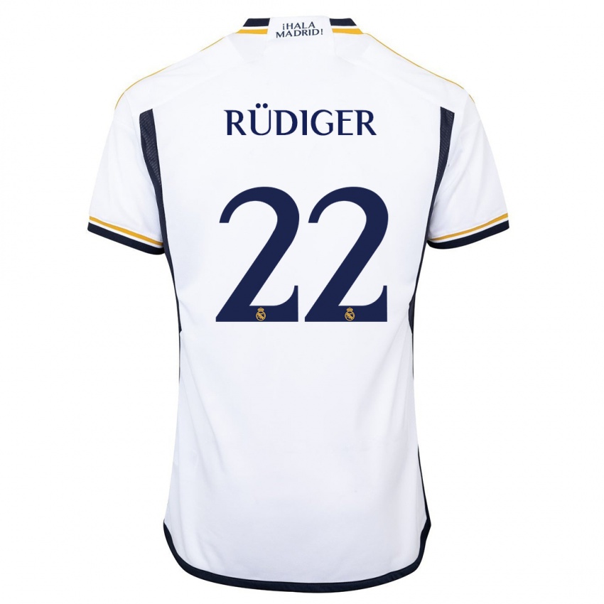 Kinder Antonio Rüdiger #22 Weiß Heimtrikot Trikot 2023/24 T-Shirt