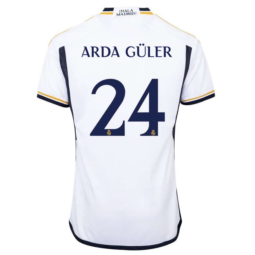 Kinder Arda Güler #24 Weiß Heimtrikot Trikot 2023/24 T-Shirt