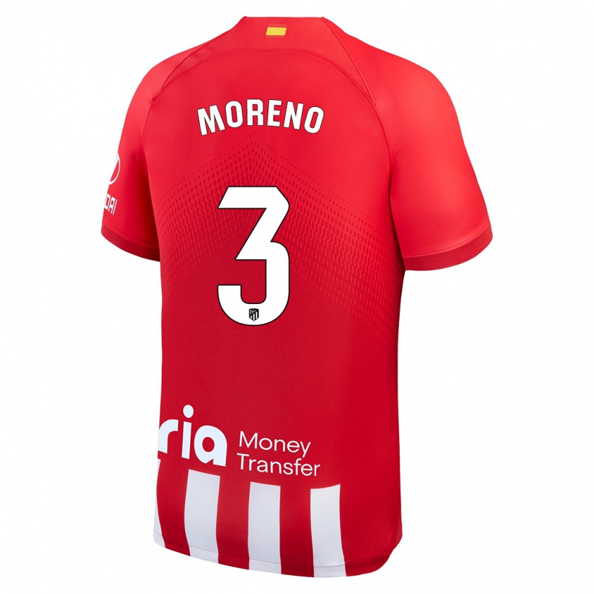 Kinder Marco Moreno #3 Rot-Weiss Heimtrikot Trikot 2023/24 T-Shirt