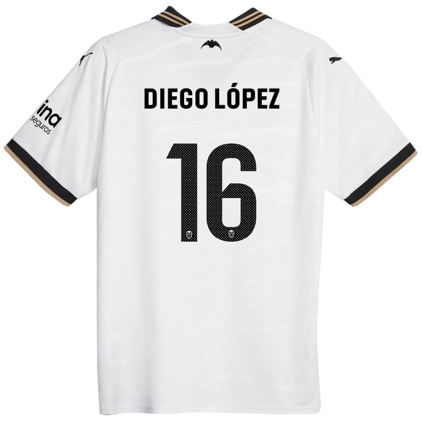 Kinder Diego Lopez #16 Weiß Heimtrikot Trikot 2023/24 T-Shirt