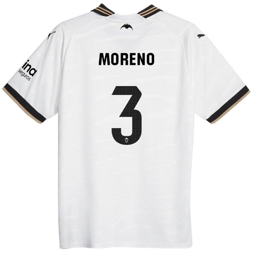 Kinder Diego Moreno #3 Weiß Heimtrikot Trikot 2023/24 T-Shirt
