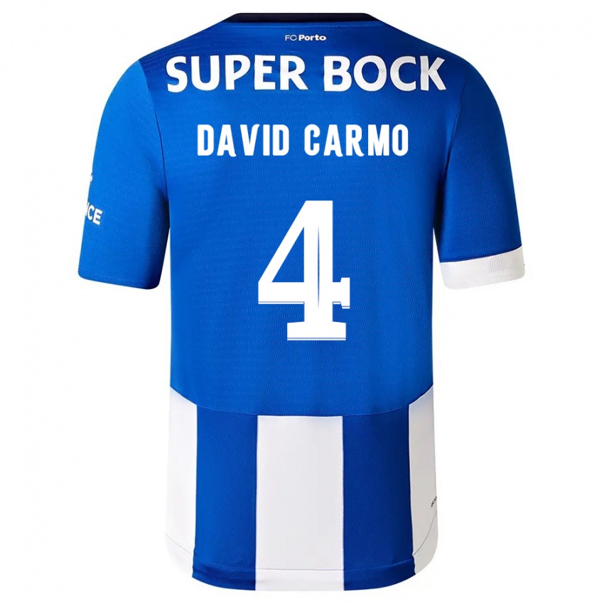 Kinder David Carmo #4 Blau Weiss Heimtrikot Trikot 2023/24 T-Shirt