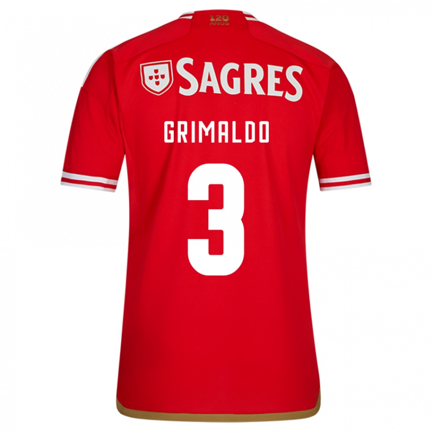 Kinder Alejandro Grimaldo #3 Rot Heimtrikot Trikot 2023/24 T-Shirt