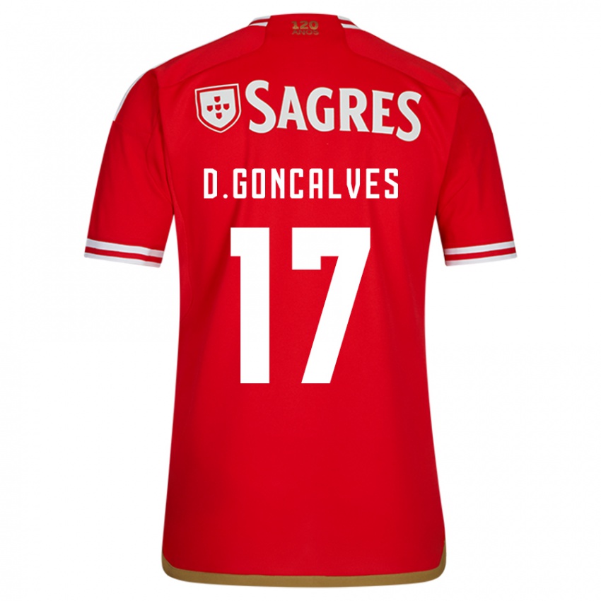 Kinder Diogo Goncalves #17 Rot Heimtrikot Trikot 2023/24 T-Shirt