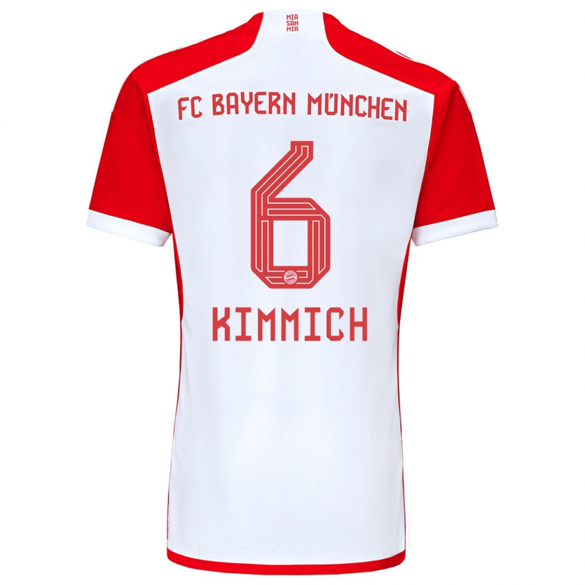 Kinder Joshua Kimmich #6 Rot-Weiss Heimtrikot Trikot 2023/24 T-Shirt