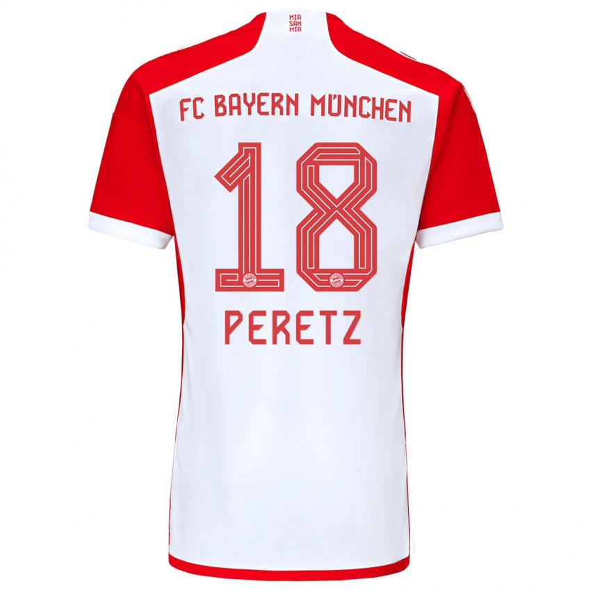 Kinder Daniel Peretz #18 Rot-Weiss Heimtrikot Trikot 2023/24 T-Shirt