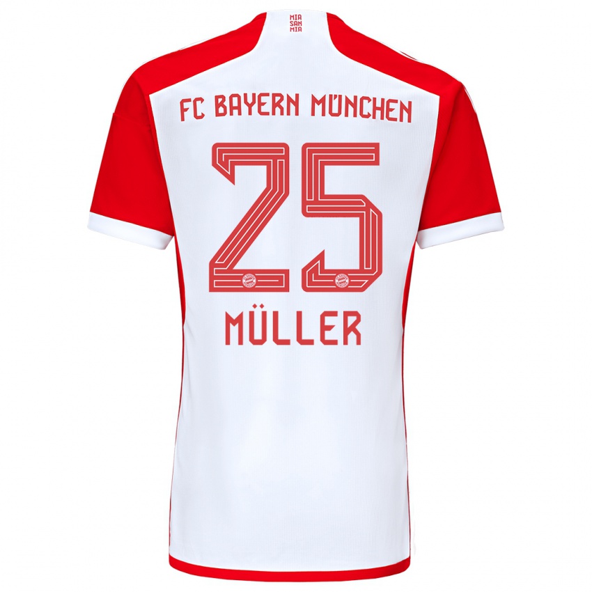 Kinder Thomas Müller #25 Rot-Weiss Heimtrikot Trikot 2023/24 T-Shirt