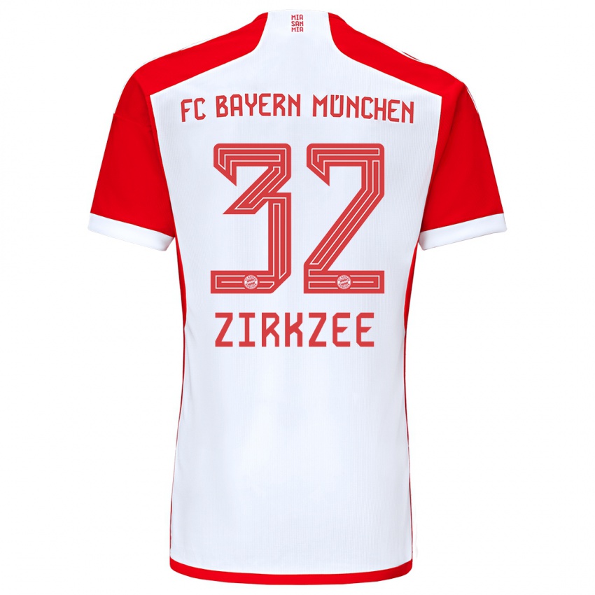 Kinder Joshua Zirkzee #32 Rot-Weiss Heimtrikot Trikot 2023/24 T-Shirt