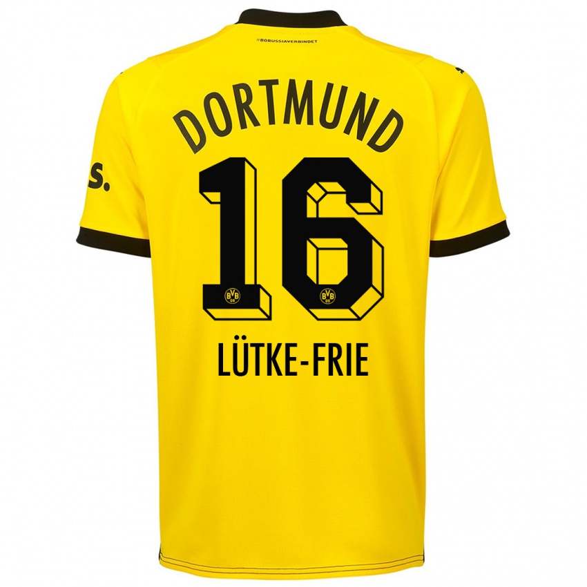 Kinder Dennis Lütke-Frie #16 Gelb Heimtrikot Trikot 2023/24 T-Shirt