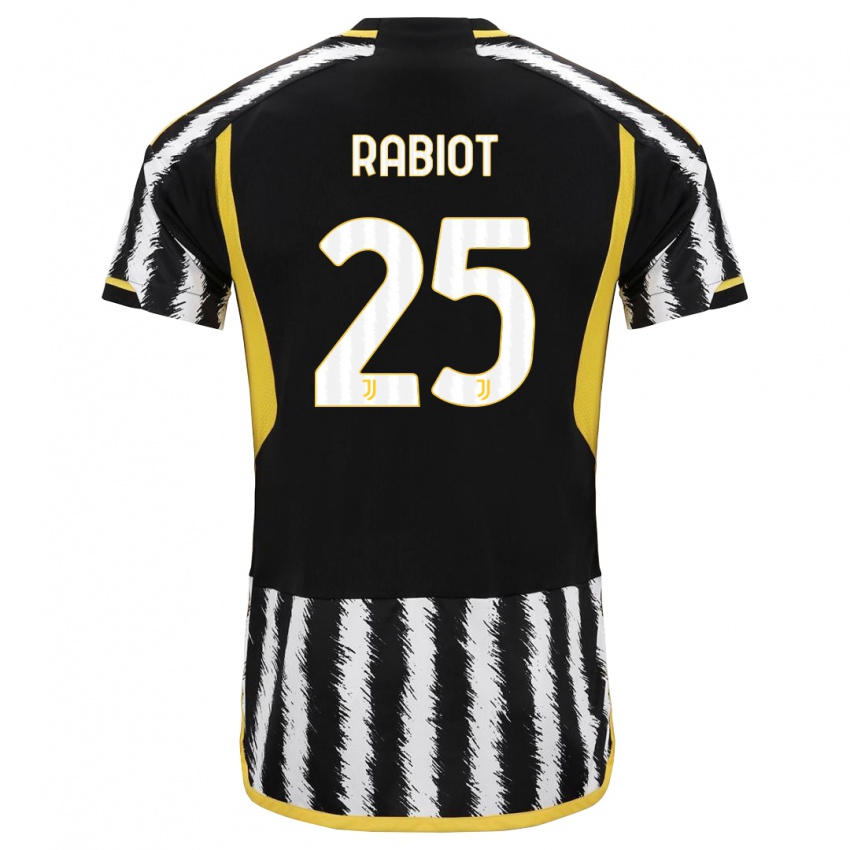 Kinder Adrien Rabiot #25 Schwarz-Weiss Heimtrikot Trikot 2023/24 T-Shirt