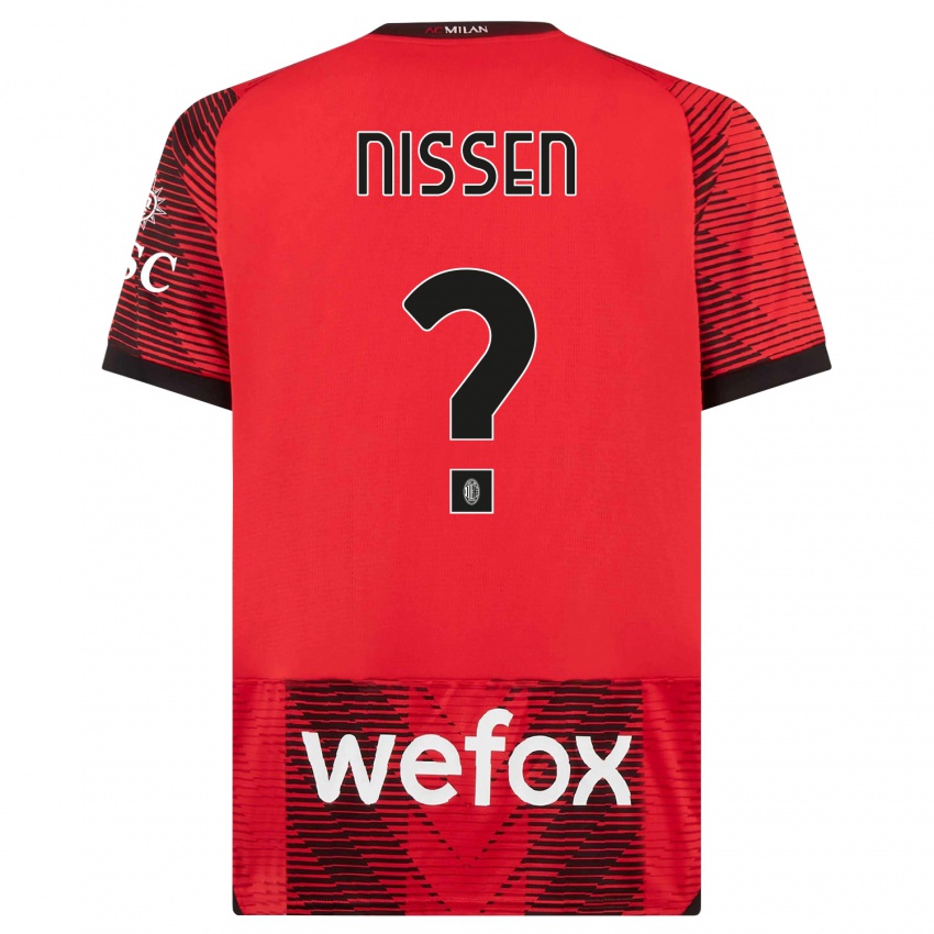 Kinder Fredrik Nissen #0 Rot Schwarz Heimtrikot Trikot 2023/24 T-Shirt